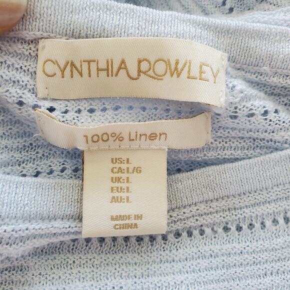 Cynthia Rowley Blue Lightweight 100% Linen Sweater L - Picture 4 of 7